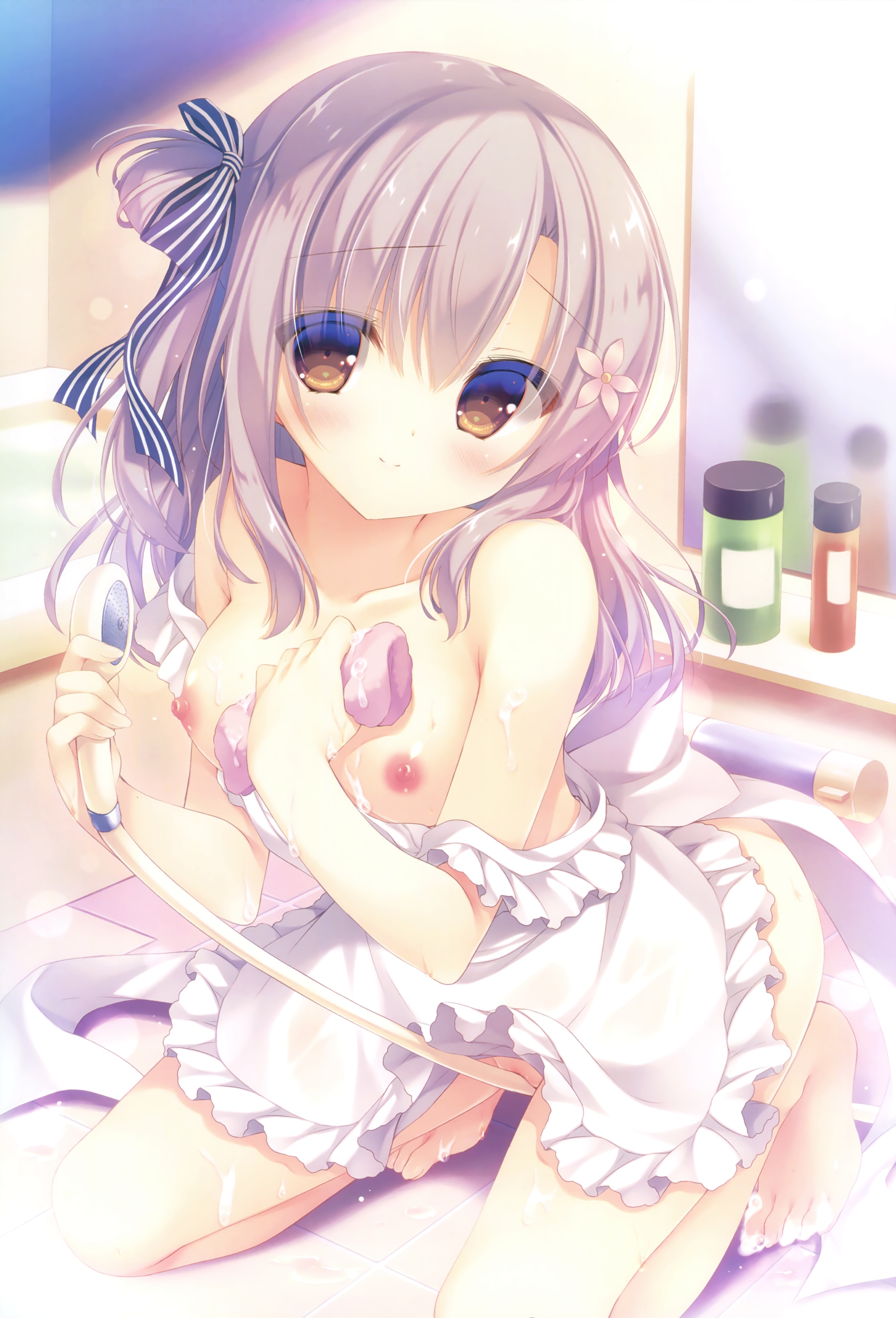 Yukie Bathing Naked Apron Nipples Yande Re